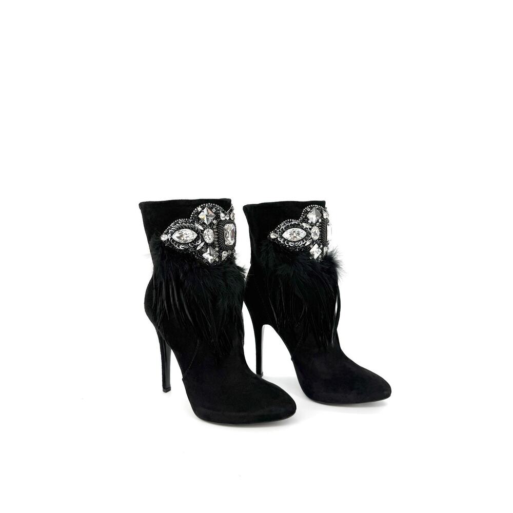 NIB Balmain x Giuseppe Zanotti Rihanna Bootie 39 US 9 Jewel Feathers Ankle Boots
